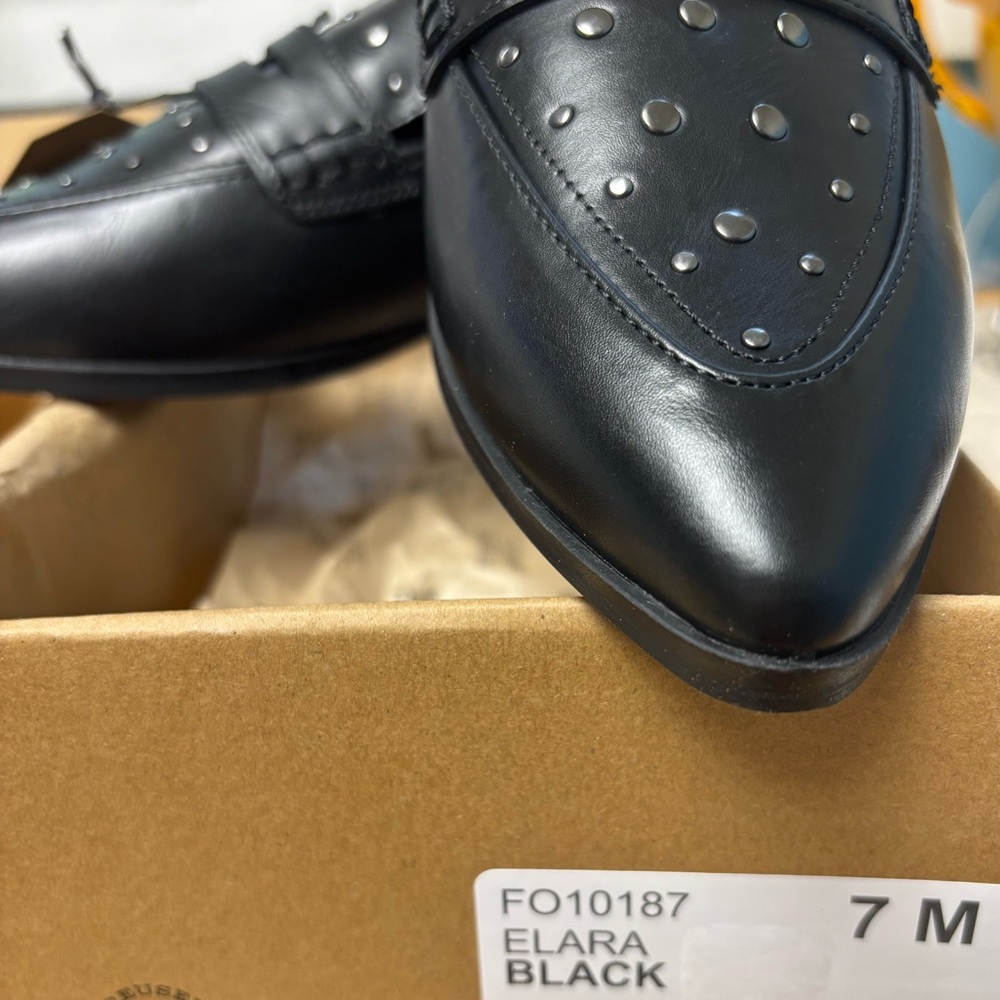 LARA Black Oxfords Studded Leather Elegance